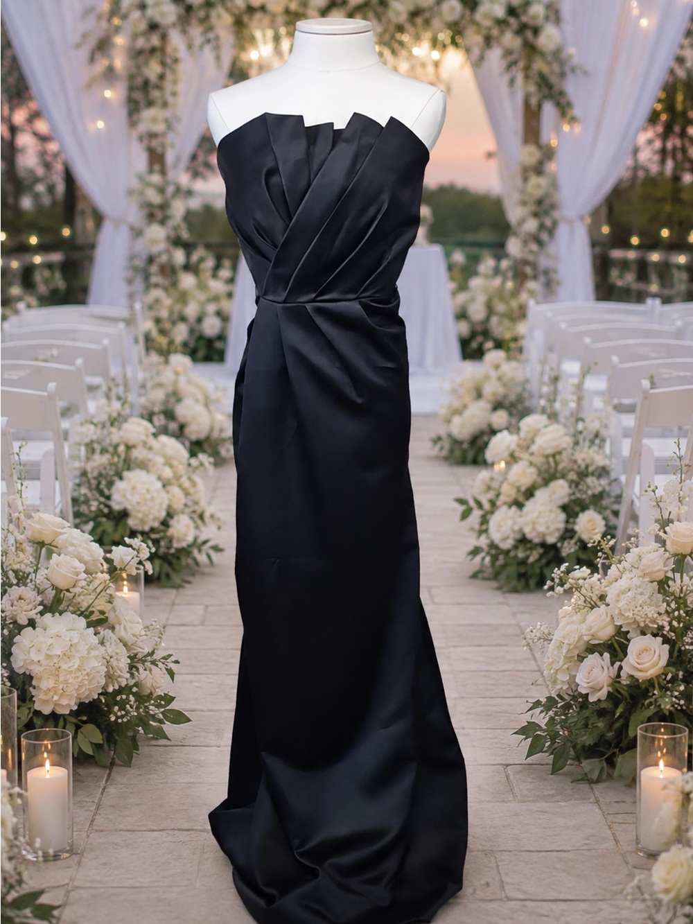 VERA Wang Strapless Black Satin Evening mermaid gown prom dress